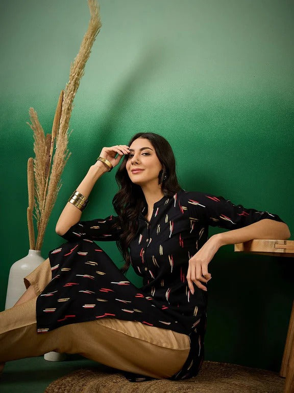 Rayon Printed Straight Kurti