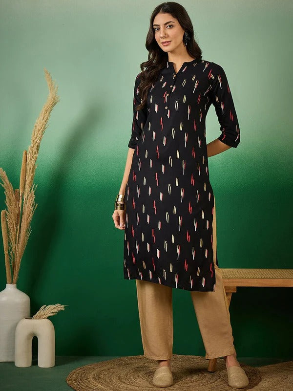 Rayon Printed Straight Kurti