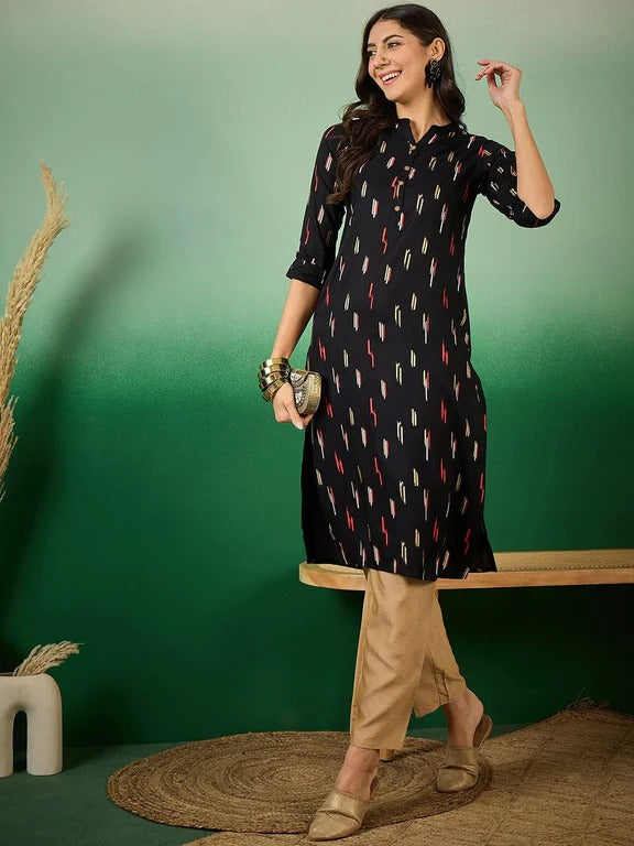 Rayon Printed Straight Kurti