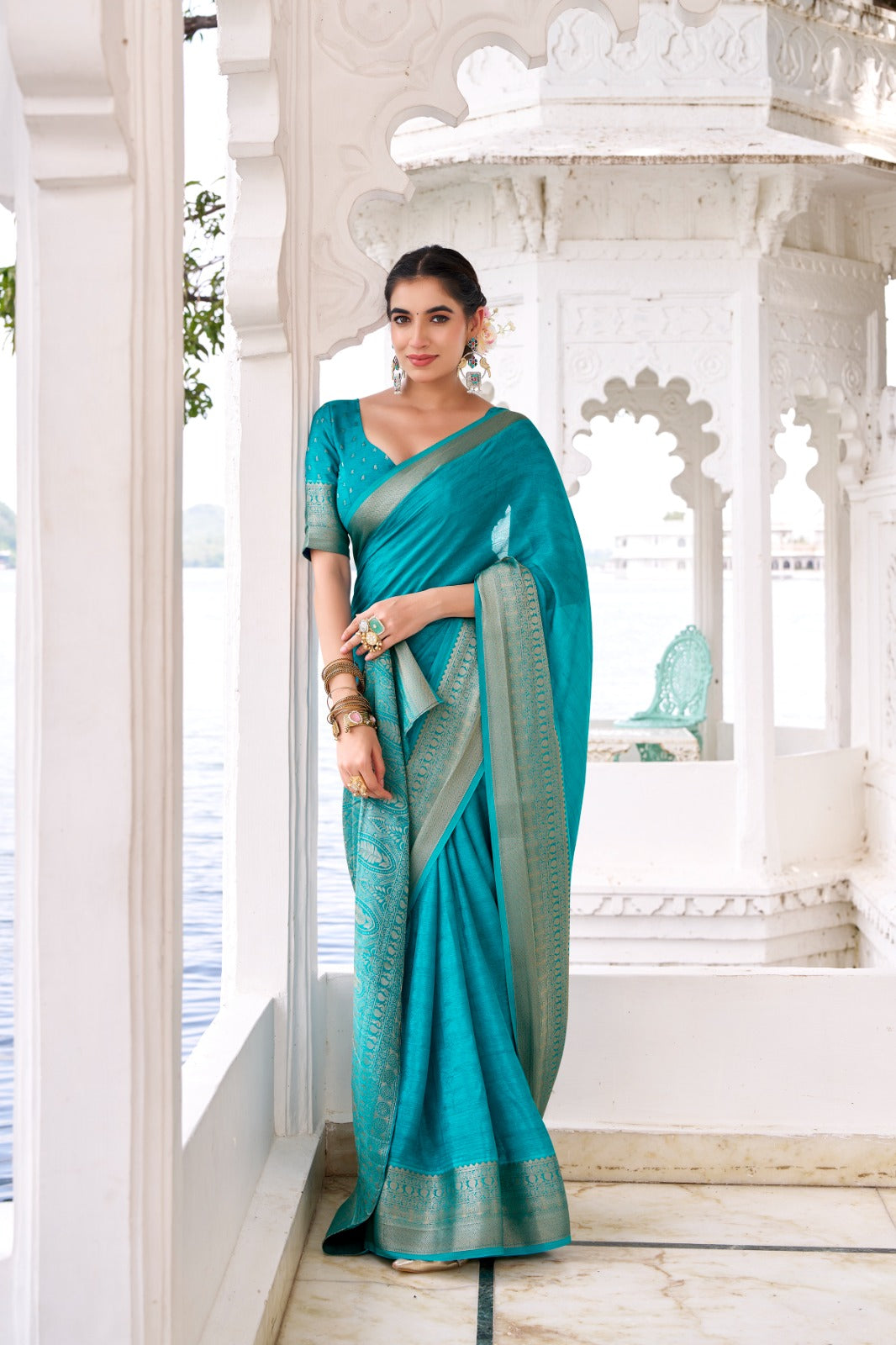 Chinon Green saree