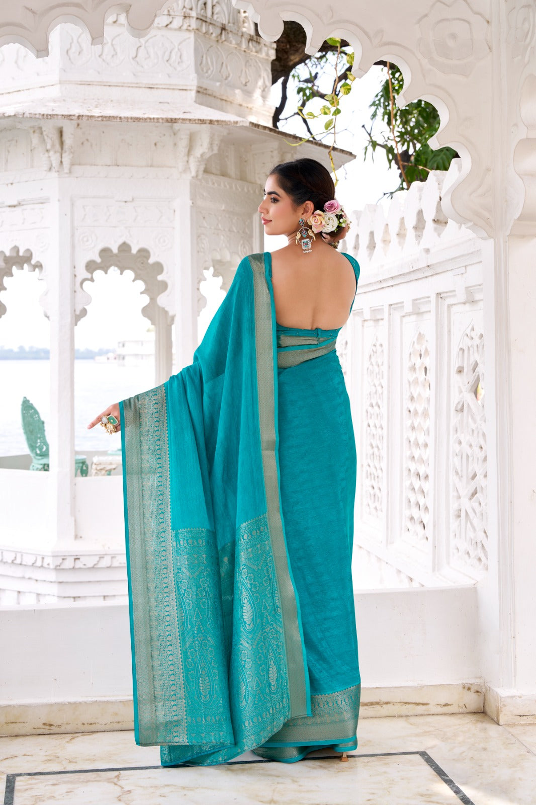 Chinon Green saree