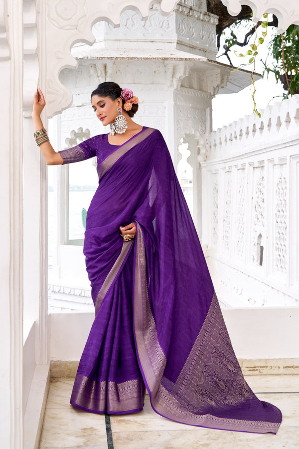 Chinon purple saree