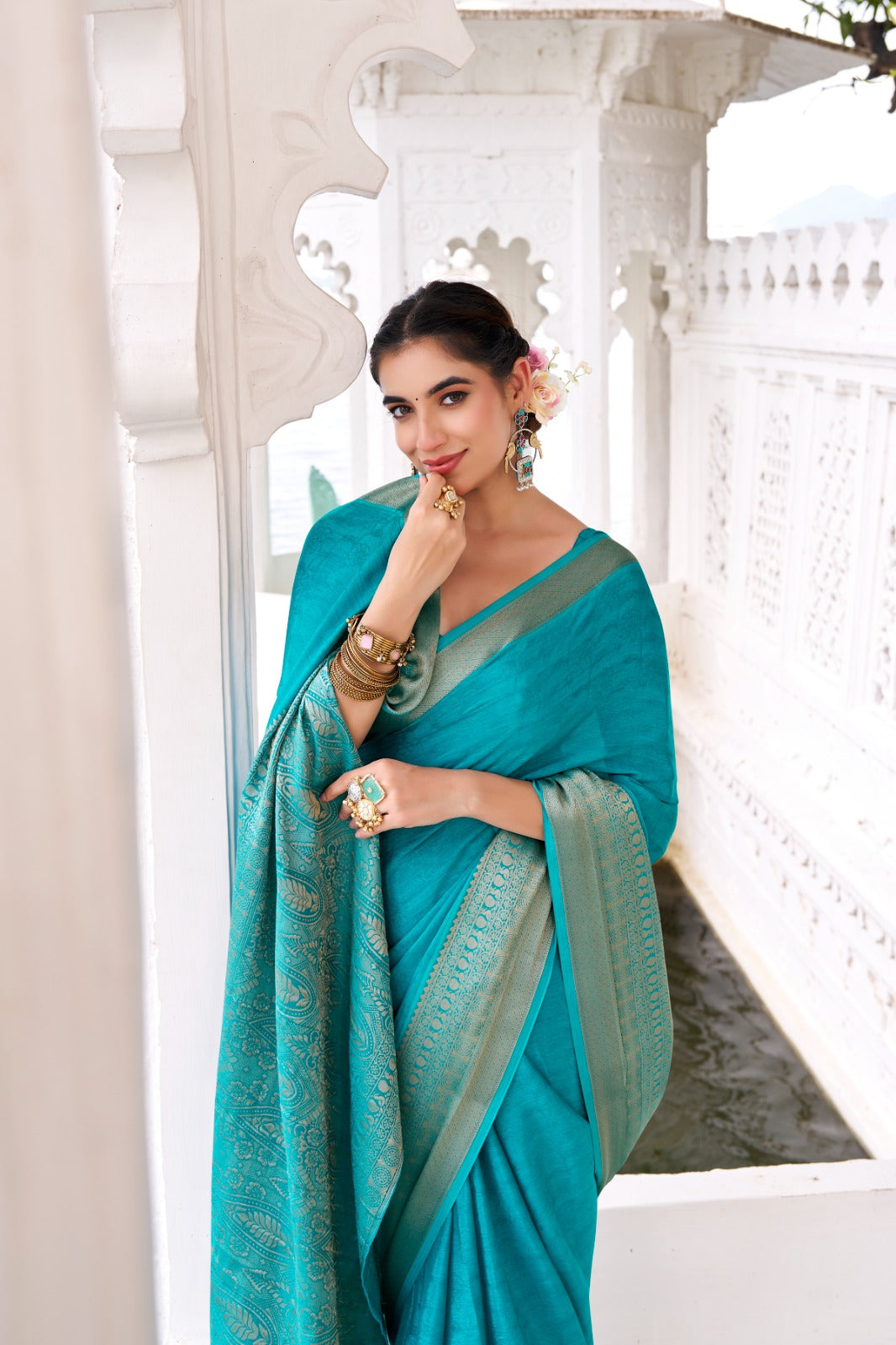 Chinon Green saree